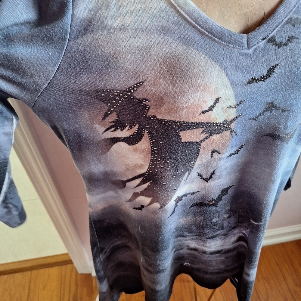 One World Halloween Asymmetrical flying Witch Top